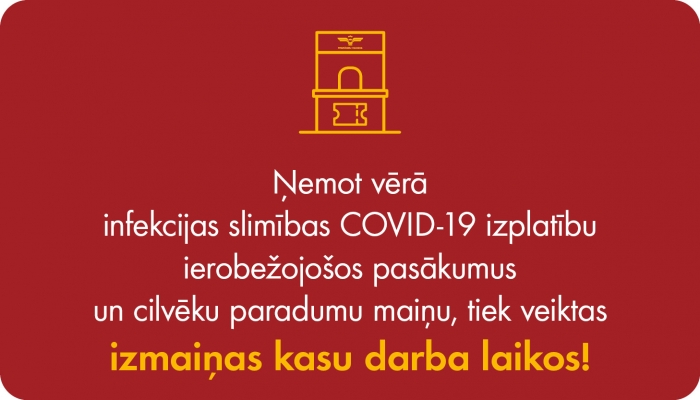 No 23. marta vairākām vilciena biļešu kasēm mainīts darba laiks