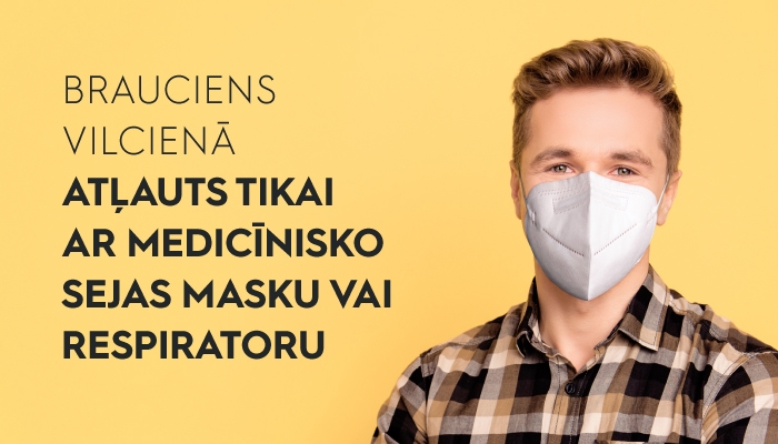 No 25. janvāra vilcienā jālieto noteikta tipa sejas maskas